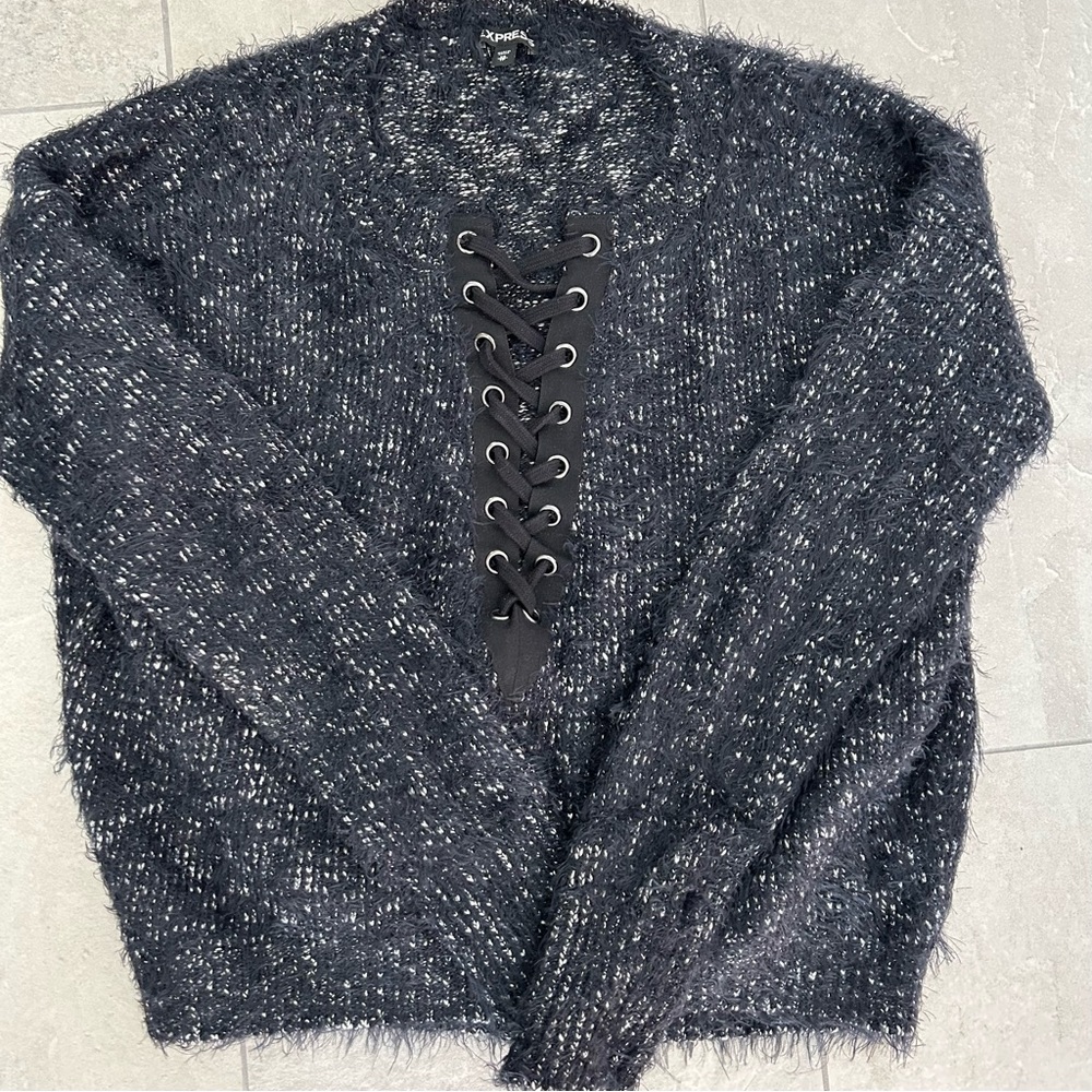 Express black fuzzy sweater